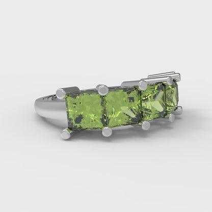 2.5 cttw Natural Peridot Princess Cut White Gold Eternity Wedding Band