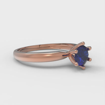 0.5 cttw Simulated Blue Sapphire Solitaire  Engagement Ring - Solid Gold (Round Cut,5.0mm)