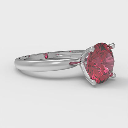 2 cttw Simulated Pink Tourmaline Solitaire  Engagement Ring - Solid Gold (Round Cut,8.0mm)