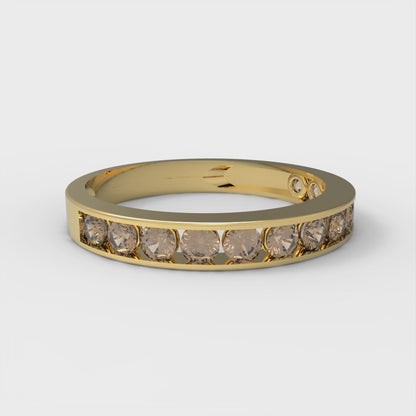 0.39 cttw Yellow Moissanite Round Cut Yellow Gold Eternity Wedding Band
