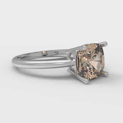 2 cttw Yellow Moissanite Solitaire  Engagement Ring - Solid White Gold (VVS1, Cushion Cut,7mm)