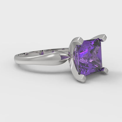 2.5 cttw Simulated Alexandrite Solitaire  Engagement Ring - Solid Gold (Princess Cut,7.5mm)
