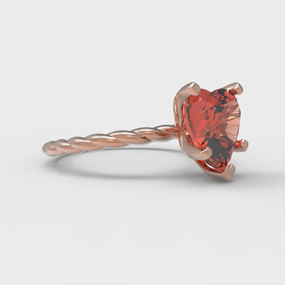 2 cttw Zirconia Simulated Red Diamond Solitaire  Engagement Ring - Solid Gold (VVS1, Heart Cut,8.0mm)