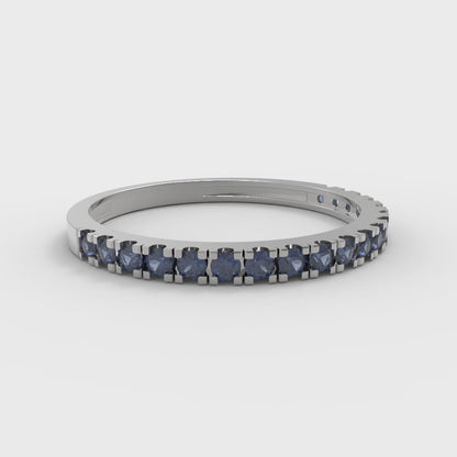 0.285 cttw Simulated Blue Sapphire Round Cut White Gold Eternity Wedding Band