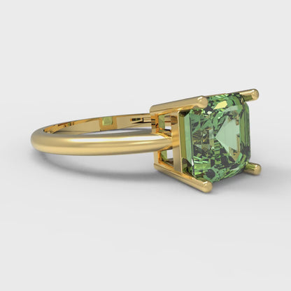 2 cttw Zirconia Simulated Green Diamond Solitaire  Engagement Ring - Solid Gold (VVS1, Asscher Cut,7.0mm)