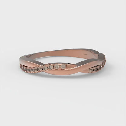 0.16 cttw Yellow Moissanite Round Cut Rose Gold Eternity Wedding Band