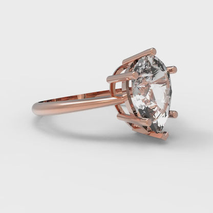 2 cttw White Sapphire Solitaire  Engagement Ring - Solid Gold (Pear Cut,10x7mm)