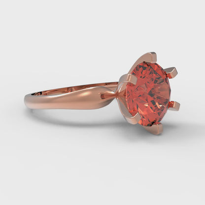 2.5 cttw Zirconia Simulated Red Diamond Solitaire  Engagement Ring - Solid Rose Gold (VVS1, Round Cut,8.5mm)