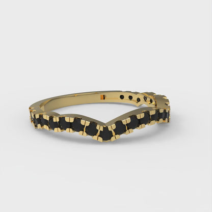 0.36 cttw Natural Onyx Round Cut Yellow Gold Eternity Wedding Band