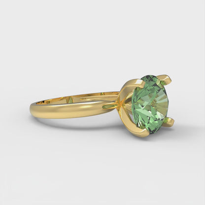 3 cttw Zirconia Simulated Green Diamond Solitaire  Engagement Ring - Solid Gold (VVS1, Round Cut,9mm)
