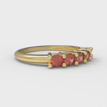 0.35 cttw Simulated Red Diamond Round Cut Yellow Gold Eternity Wedding Band