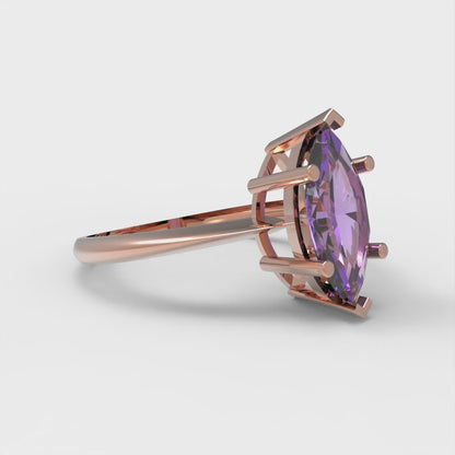 1.5 cttw Simulated Alexandrite Solitaire  Engagement Ring - Solid Gold (Marquise Cut ,11x5.5mm)