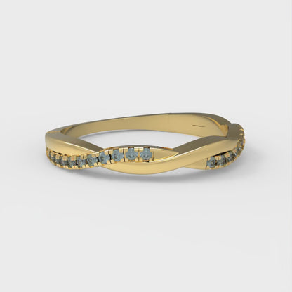 0.16 cttw Natural London Blue Topaz Round Cut Yellow Gold Eternity Wedding Band