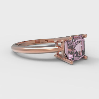 1 cttw Zirconia Simulated Pink Diamond Solitaire  Engagement Ring - Solid Gold (VVS1, Asscher Cut,6mm)