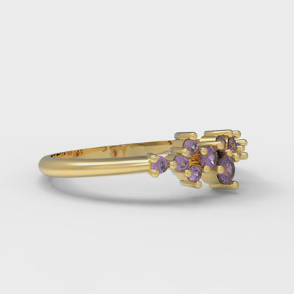 0.17 cttw Natural Amethyst Round Cut Yellow Gold Eternity Wedding Band