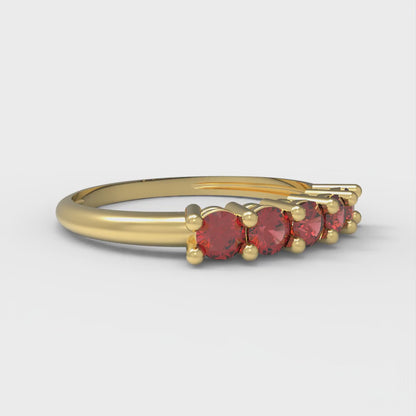 0.35 cttw Simulated Ruby Round Cut Yellow Gold Eternity Wedding Band
