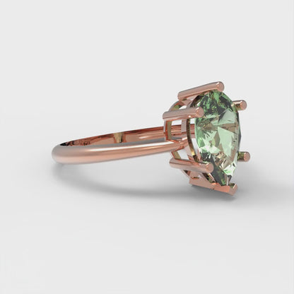 1.5 cttw Zirconia Simulated Green Diamond Solitaire  Engagement Ring - Solid Gold (VVS1, Pear Cut,9x6mm)