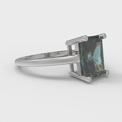 2 cttw Blue Moissanite Solitaire  Engagement Ring - Solid Gold (Emerald Cut,8x6mm)