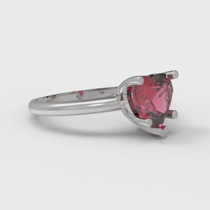 2 cttw Simulated Ruby Solitaire  Engagement Ring - Solid White Gold (VVS1, Heart Cut,8mm)