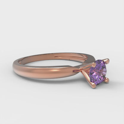 0.5 cttw Simulated Alexandrite Solitaire  Engagement Ring - Solid Gold (Round Cut,5.0mm)