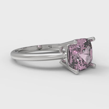 2 cttw Zirconia Simulated Pink Diamond Solitaire  Engagement Ring - Solid White Gold (VVS1, Cushion Cut,7mm)