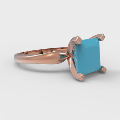 2.5 cttw Simulated Turquoise Solitaire  Engagement Ring - Solid Gold (Princess Cut,7.5mm)