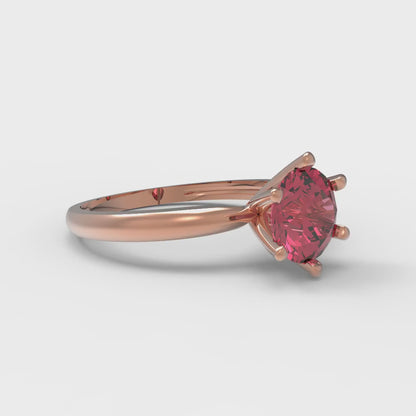 1 cttw Simulated Ruby Solitaire  Engagement Ring - Solid Rose Gold (VVS1, Round Cut,6.5mm)