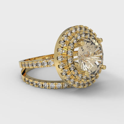 2.73 cttw Round Cut Natural Morganite Bridal Set - Solid Yellow Gold Engagement Ring & Wedding Band