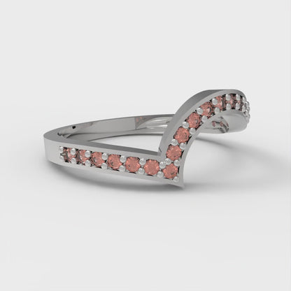 0.165 cttw Simulated Red Diamond Round Cut White Gold Eternity Wedding Band