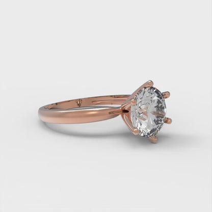 1.5 cttw Zirconia Simulated Diamond Solitaire  Engagement Ring - Solid Gold (VVS1, Round Cut,7.5mm)