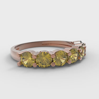 1.19 cttw Natural Citrine Round Cut Rose Gold Eternity Wedding Band