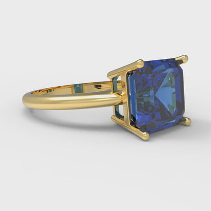 2.5 cttw Simulated Tanzanite Solitaire  Engagement Ring - Solid Gold (Asscher Cut,8.0mm)