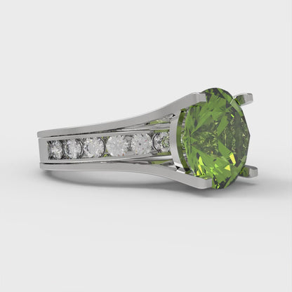 3.39 cttw Round Cut Natural Peridot Bridal Set - Solid White Gold Engagement Ring & Wedding Band