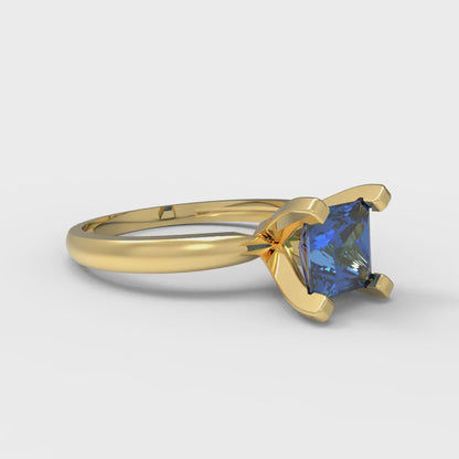 1 cttw Simulated Tanzanite Solitaire  Engagement Ring - Solid Gold (Princess Cut,5.5mm)