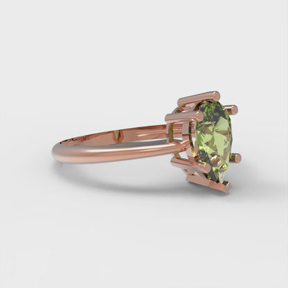 1 cttw Natural Peridot Solitaire  Engagement Ring - Solid Gold (Pear Cut,8x5mm)