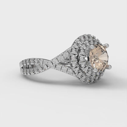 1.3125 cttw Yellow Moissanite Hidden Halo Engagement Ring - Solid Gold (Round Cut,6mm)