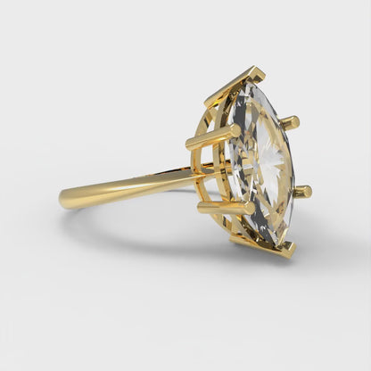2.5 cttw White Sapphire Solitaire  Engagement Ring - Solid Yellow Gold (VVS1, Marquise Cut ,13x6.5mm)