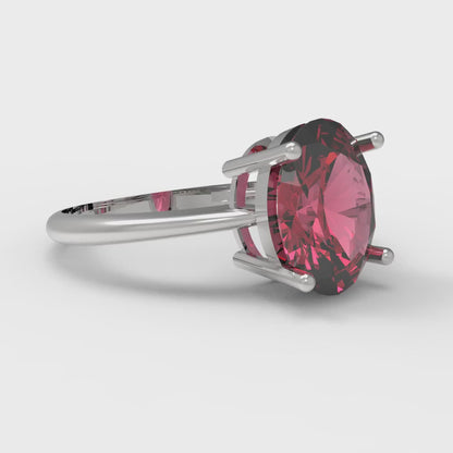2.5 cttw Simulated Ruby Solitaire  Engagement Ring - Solid White Gold (VVS1, Oval Cut,9.5x7.5mm)