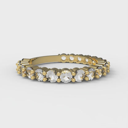 1.2 cttw White Sapphire Round Cut Yellow Gold Eternity Wedding Band