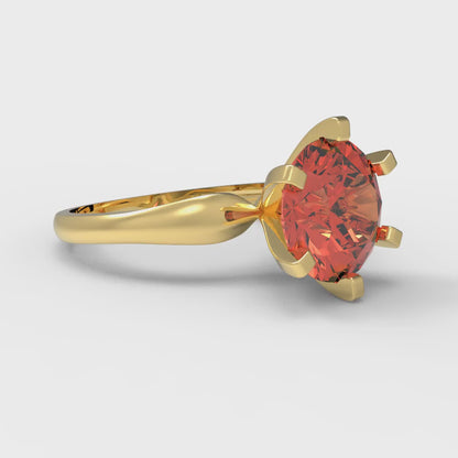 2.5 cttw Zirconia Simulated Red Diamond Solitaire  Engagement Ring - Solid Yellow Gold (VVS1, Round Cut,8.5mm)