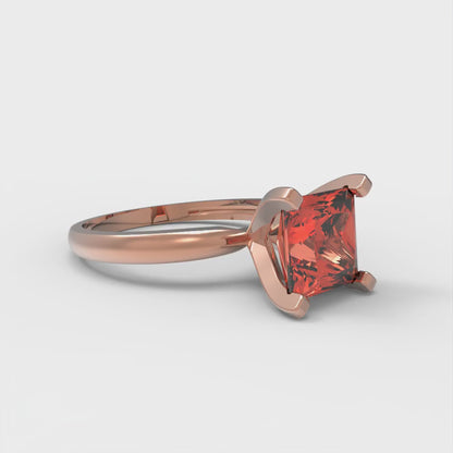 2 cttw Zirconia Simulated Red Diamond Solitaire  Engagement Ring - Solid  Rose Gold  (VVS1, Princess Cut,7.0mm)