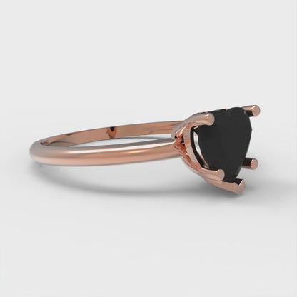 1.25 cttw Natural Onyx Solitaire  Engagement Ring - Solid Gold (Heart Cut,7.0mm)