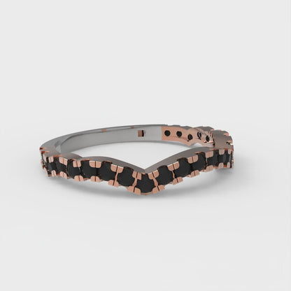 0.36 cttw Natural Onyx Round Cut White/Rose Gold Eternity Wedding Band