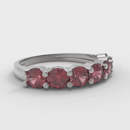 1.19 cttw Simulated Pink Tourmaline Round Cut White Gold Eternity Wedding Band