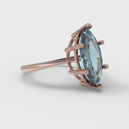 2.5 cttw Natural Swiss Blue Topaz Solitaire  Engagement Ring - Solid Gold (Marquise Cut ,13x6.5mm)
