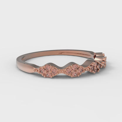 0.1 cttw Simulated Red Diamond Round Cut Rose Gold Eternity Wedding Band