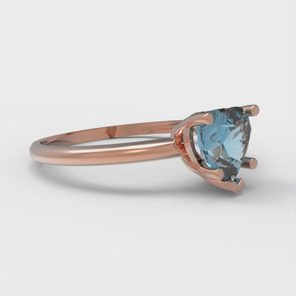 1.25 cttw Natural Sky Blue Topaz Solitaire  Engagement Ring - Solid Gold (Heart Cut,7.0mm)