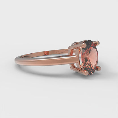 1 cttw Zirconia Simulated Red Diamond Solitaire  Engagement Ring - Solid Rose Gold (VVS1, Oval Cut,7x5mm)