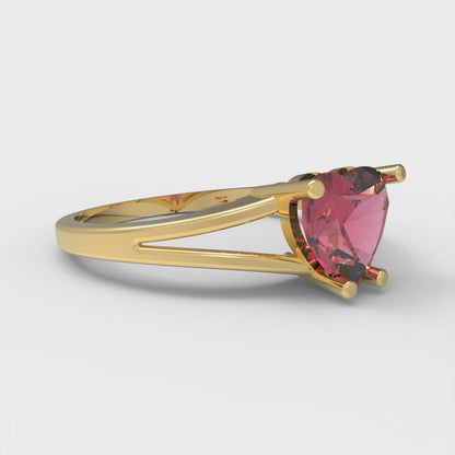 1 cttw Simulated Pink Tourmaline Solitaire  Engagement Ring - Solid Gold (Heart Cut,6.5mm)