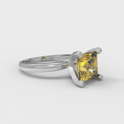 2 cttw Natural Citrine Solitaire  Engagement Ring - Solid Gold (Princess Cut,7.0mm)